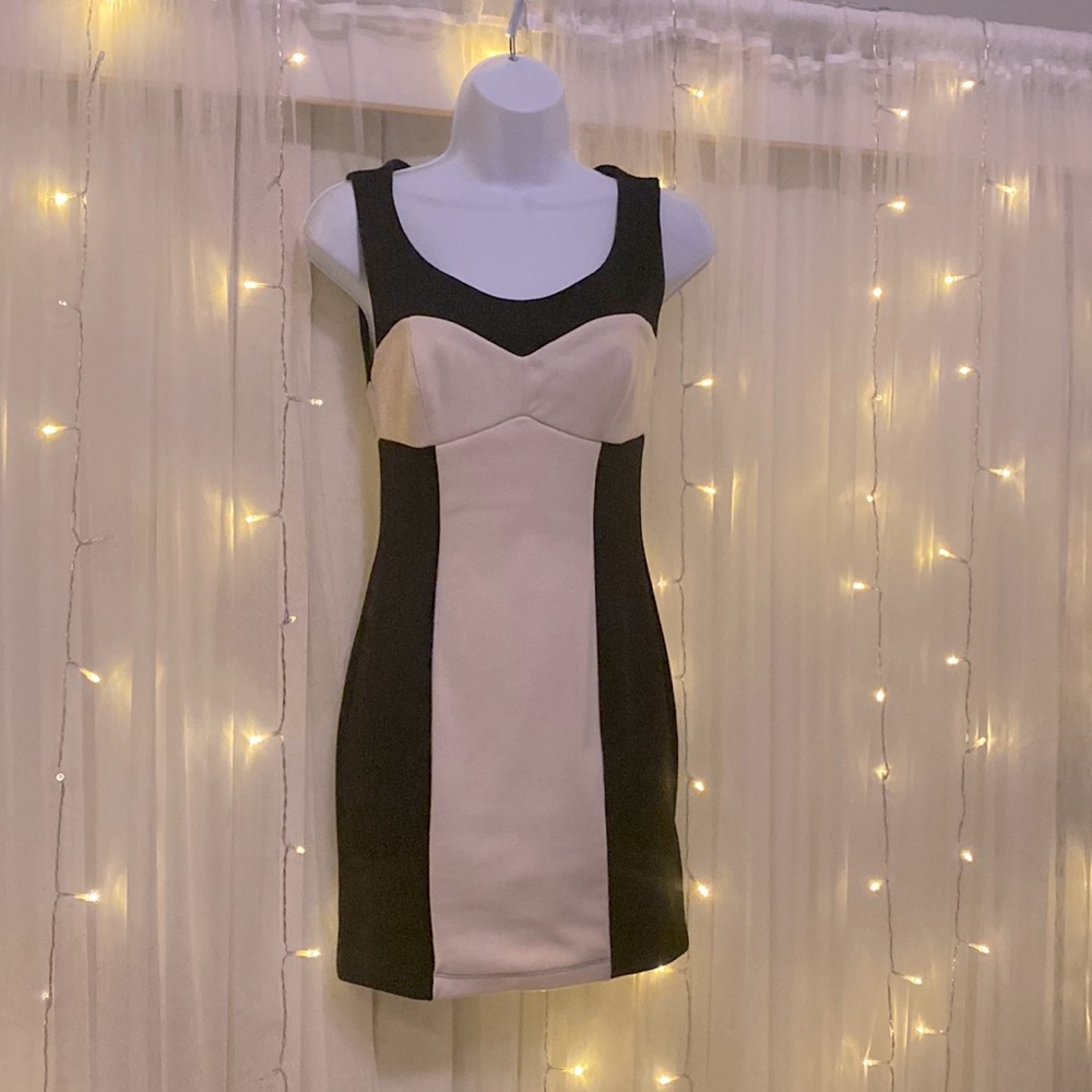 Black and cream mini dress
